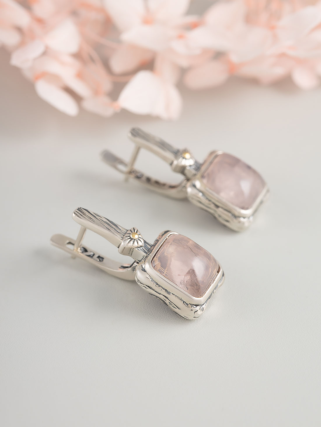 Err1260z Роз.кварц Серьги (Ag 925)