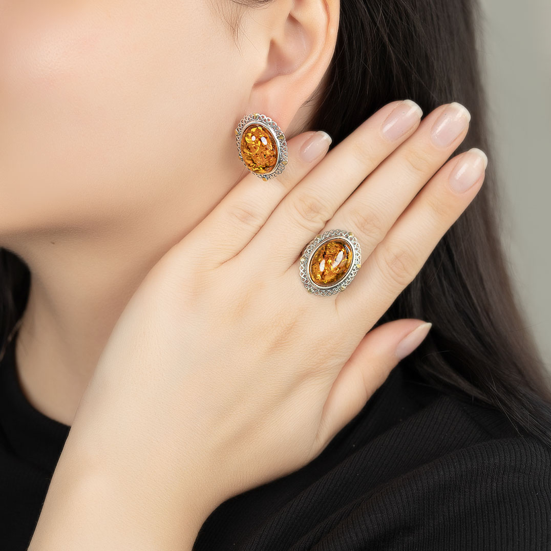 Rrr1250z Янтарь Кольцо (Ag 925)