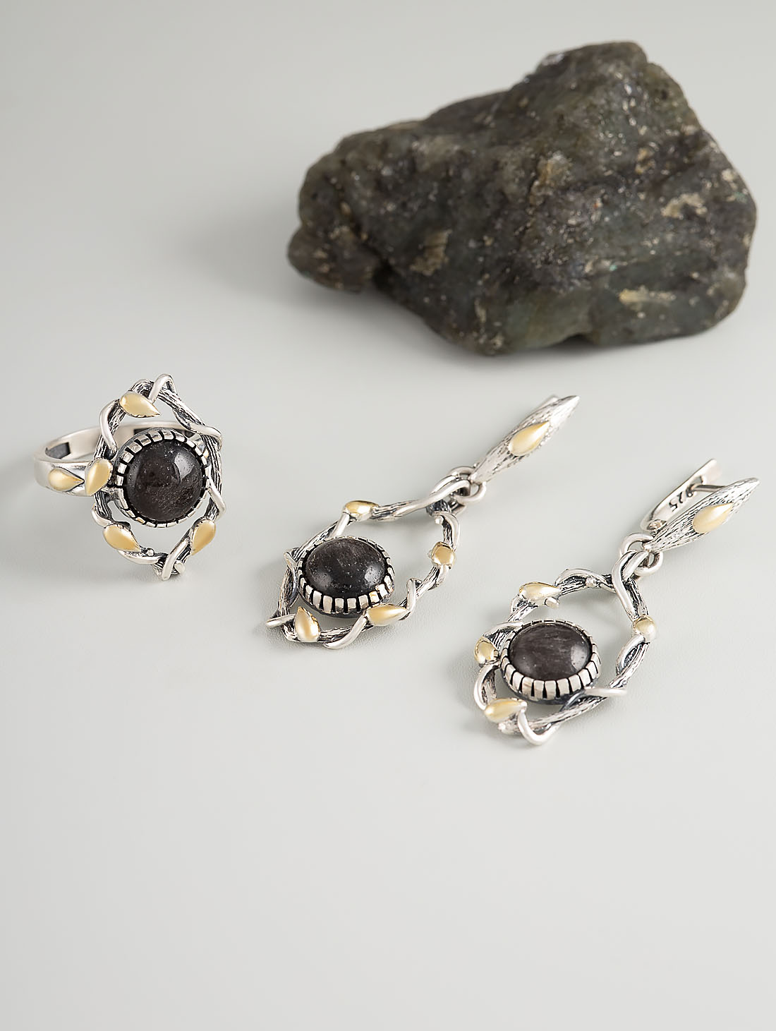 Rrr1476z Обсидиан Кольцо (Ag 925)