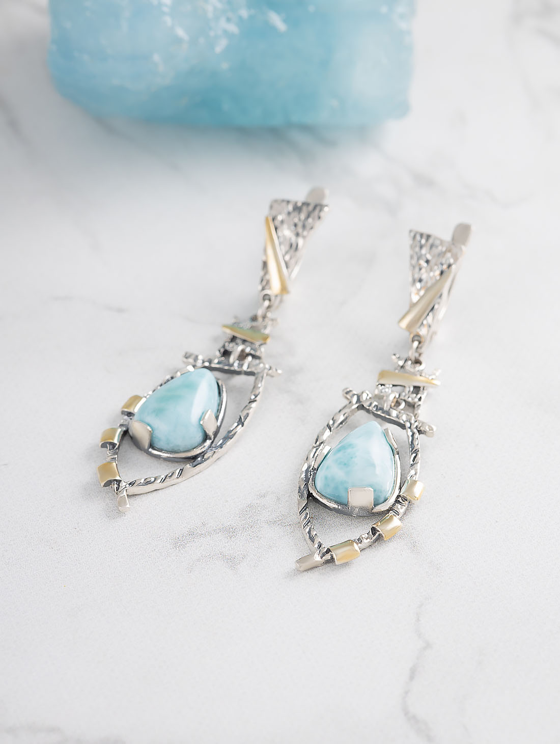 Err1462z Ларимар Серьги (Ag 925)