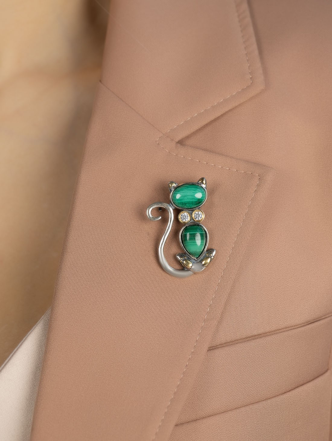 Brr1263z Малахит Брошь (Ag 925)