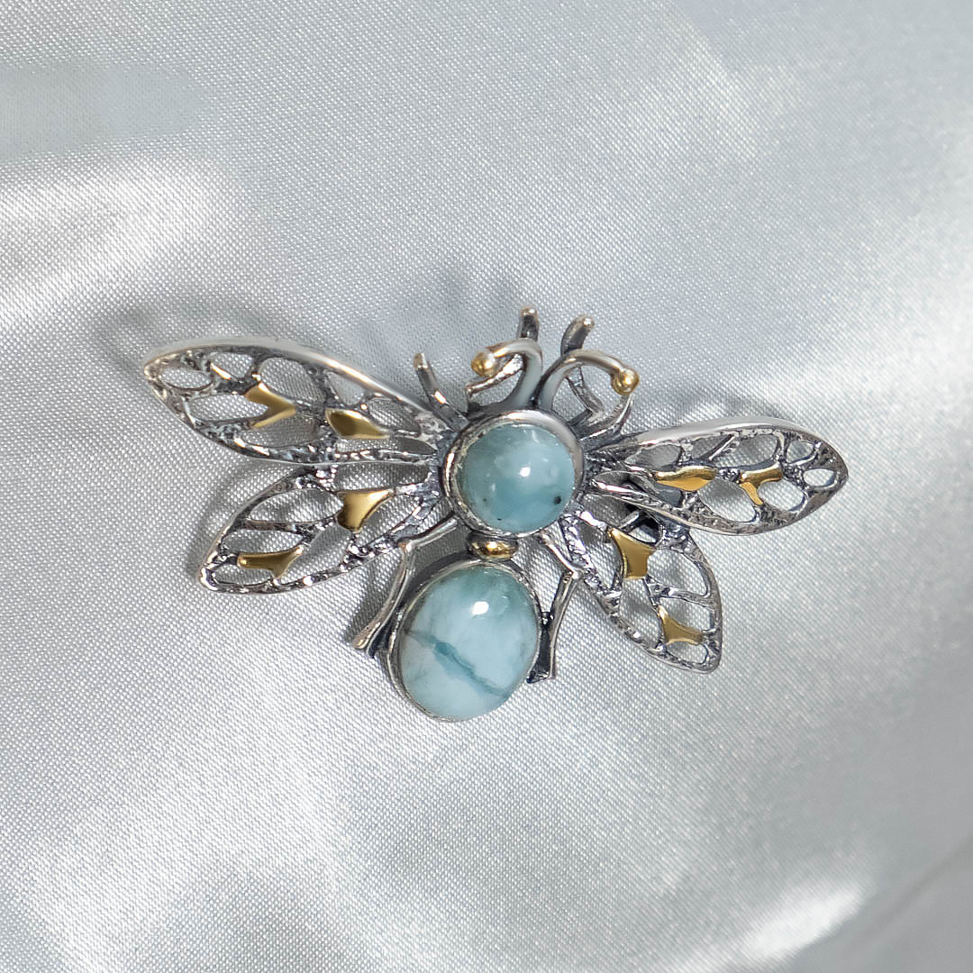 Brr1284z Ларимар Брошь (Ag 925)