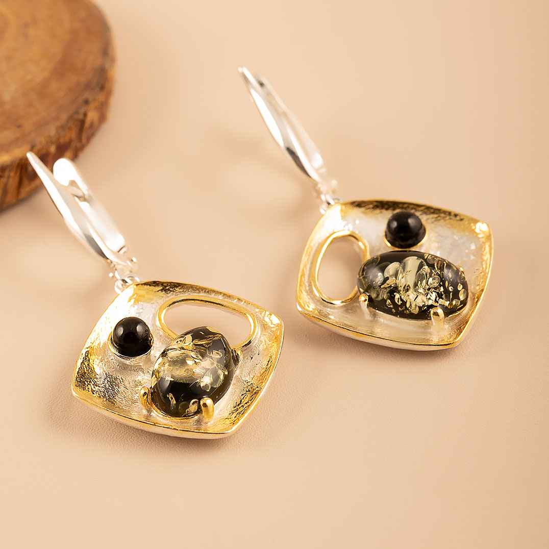 812290 зел Серьги (Ag 925)