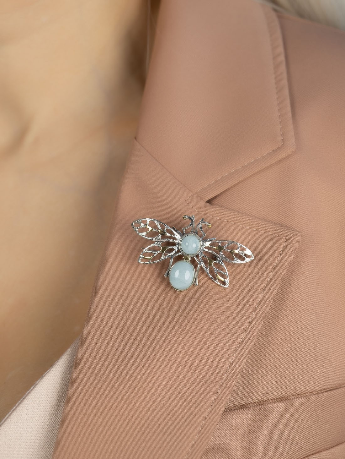 Brr1284z Аквамарин Брошь (Ag 925)