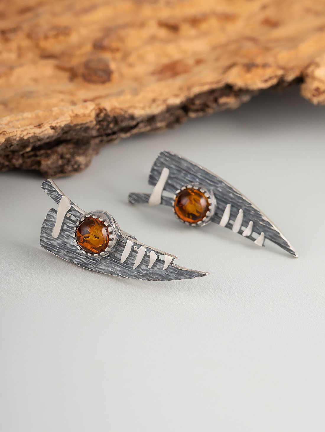 Err1498 Янтарь Серьги (Ag 925)