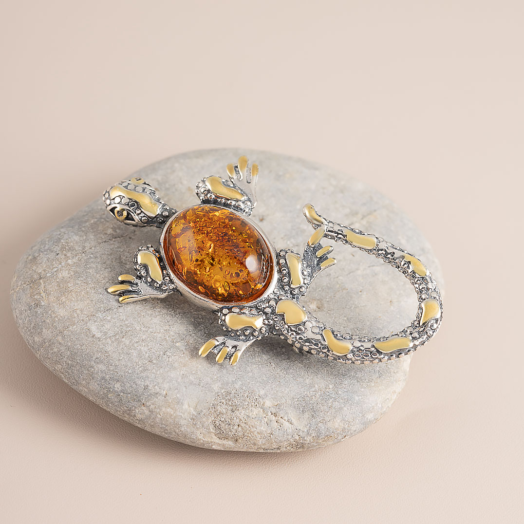 Brr1264z Янтарь Брошь (Ag 925)