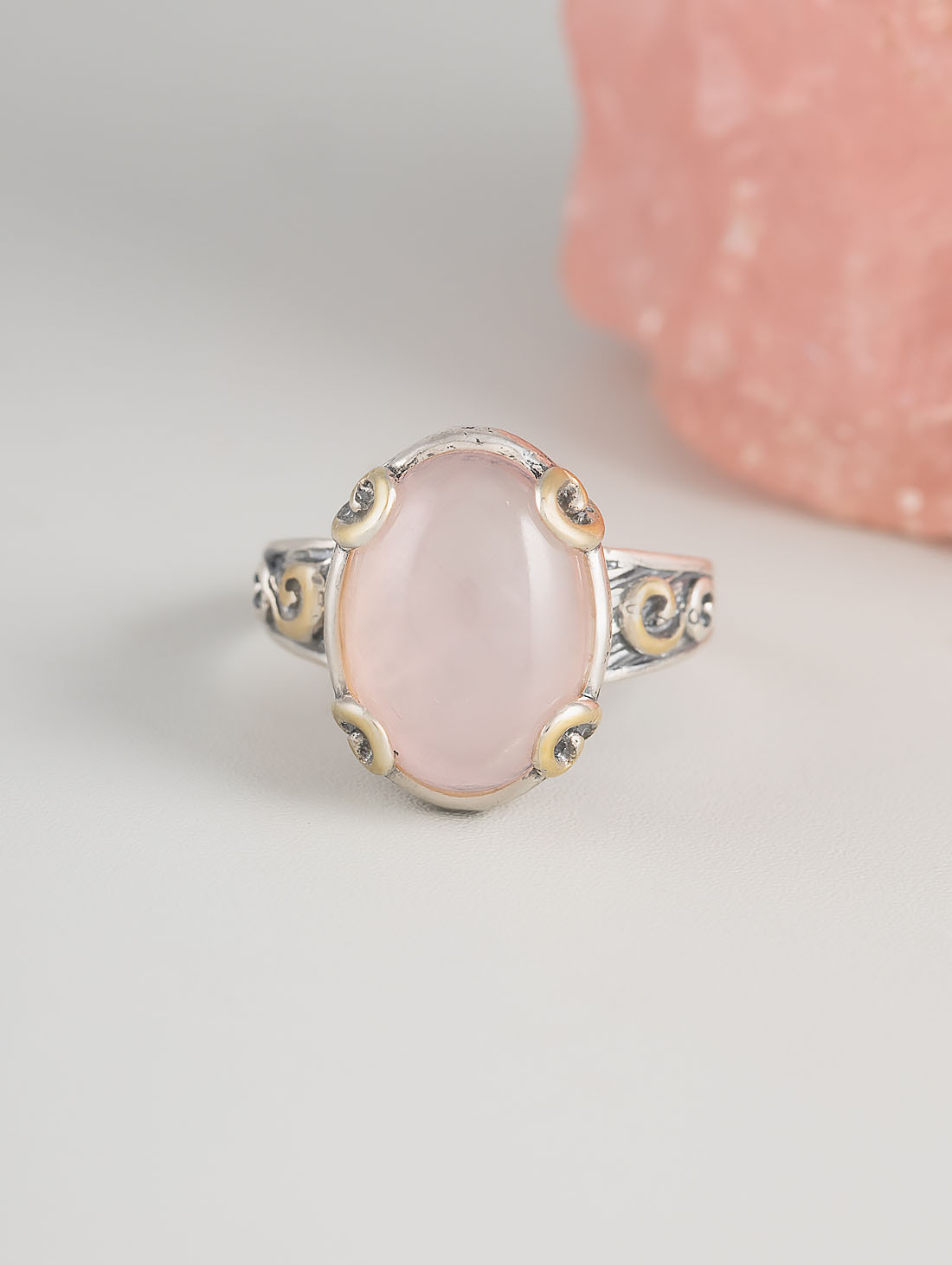 Rrr1297z Роз.кварц Кольцо (Ag 925)