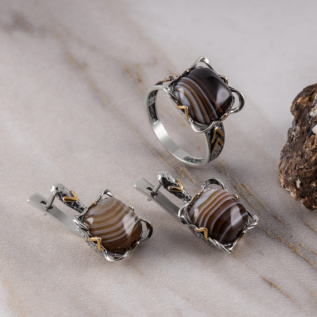 Rrr1339z1 Агат Кольцо (Ag 925)