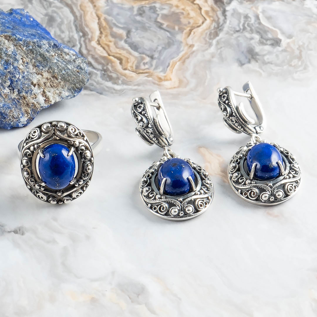 1222 Лазурит Серьги (Ag 925)