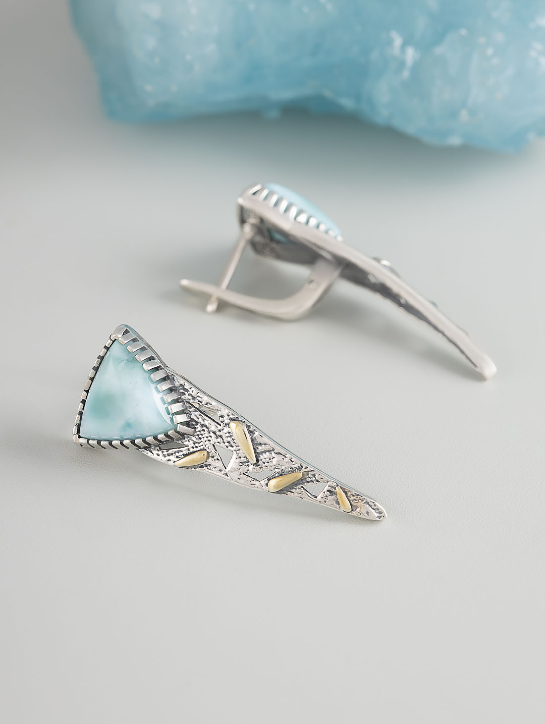 Err1495z Ларимар Серьги (Ag 925)