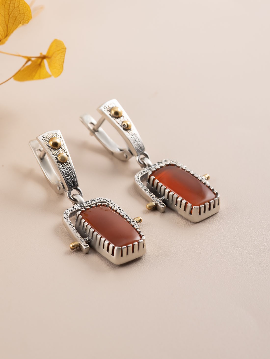 Err1481z Сердолик Серьги (Ag_925)