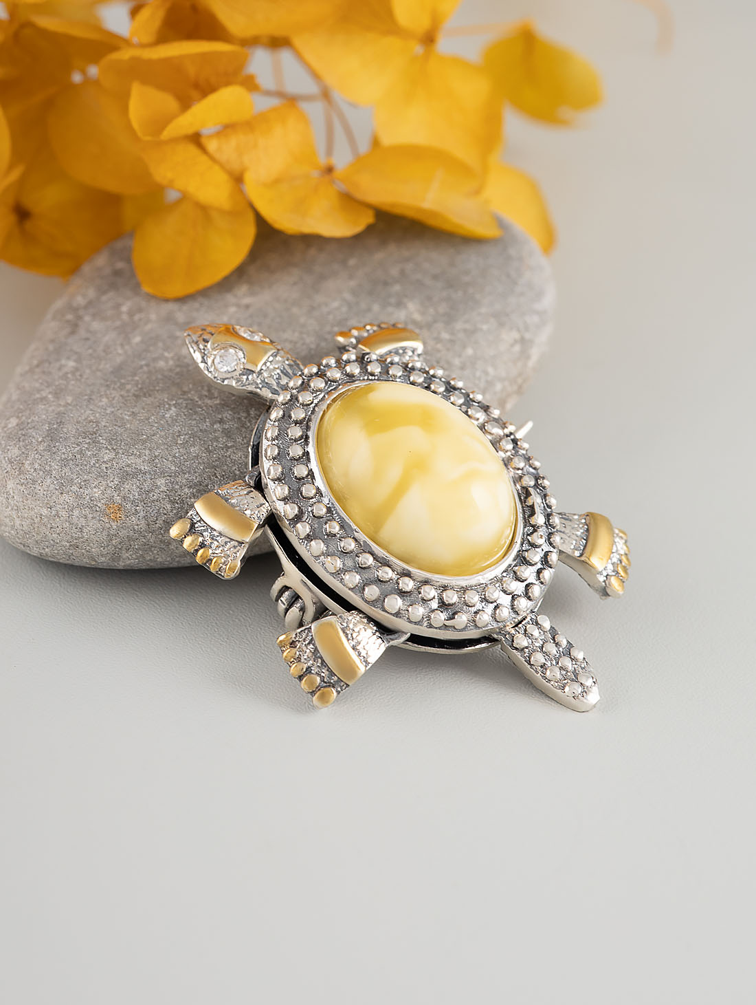 Brr1265z Янтарь Брошь (Ag 925)