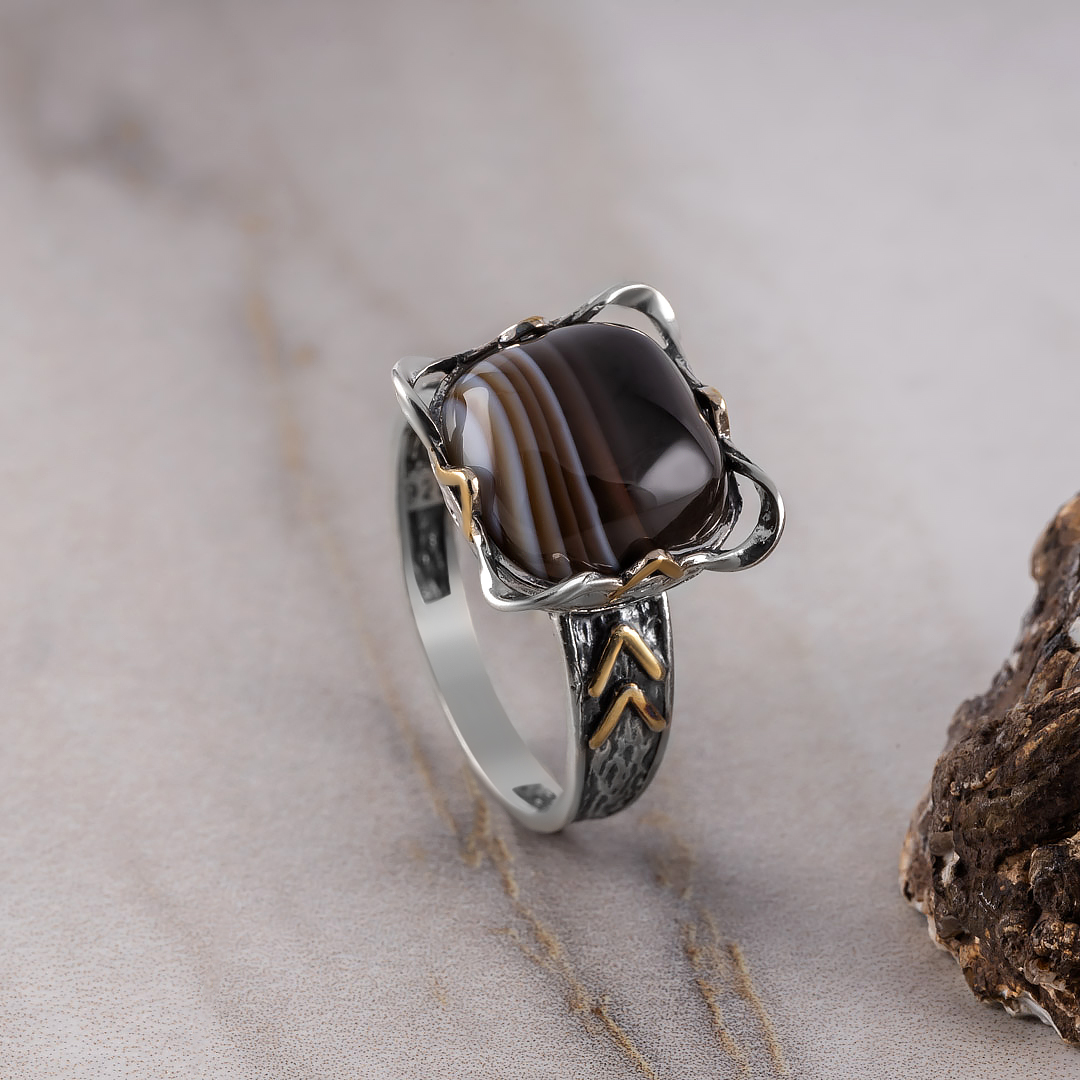 Rrr1339z1 Агат Кольцо (Ag 925)