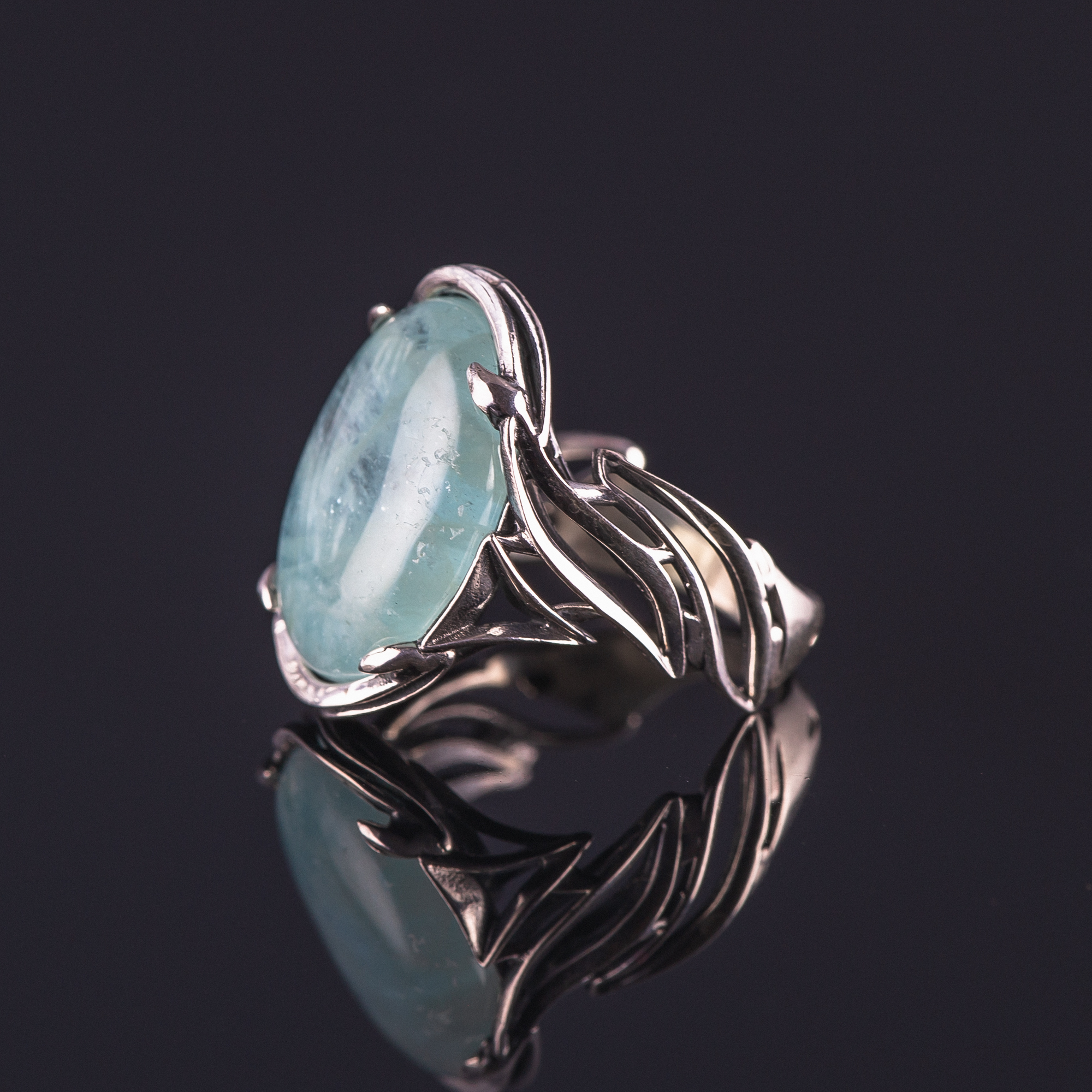 04101/аква Кольцо (Ag 925)