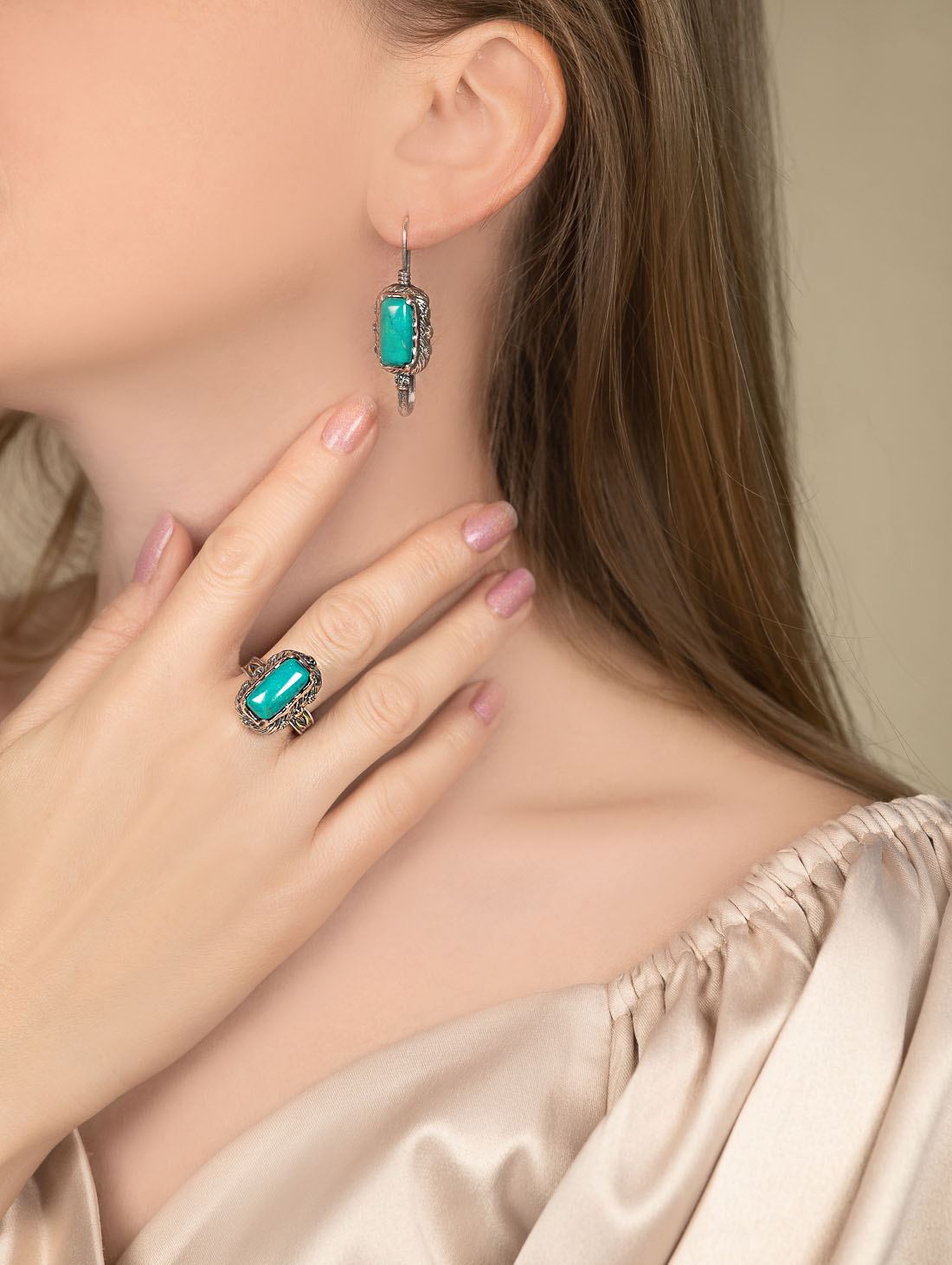 Err1350z Бирюза Серьги (Ag 925)