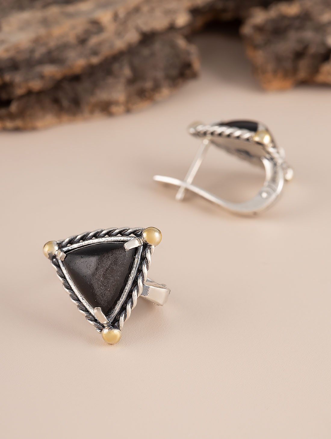 Err1482z Обсидиан Серьги (Ag 925)