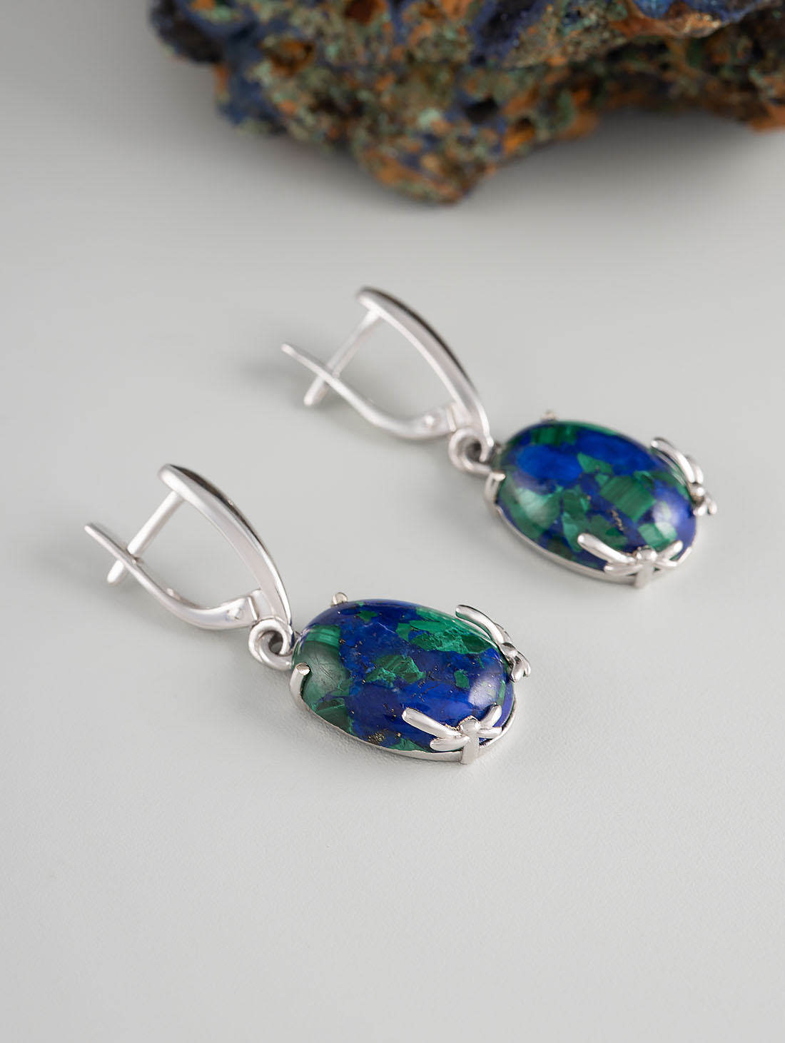 1556R Азурит Серьги (Ag 925)