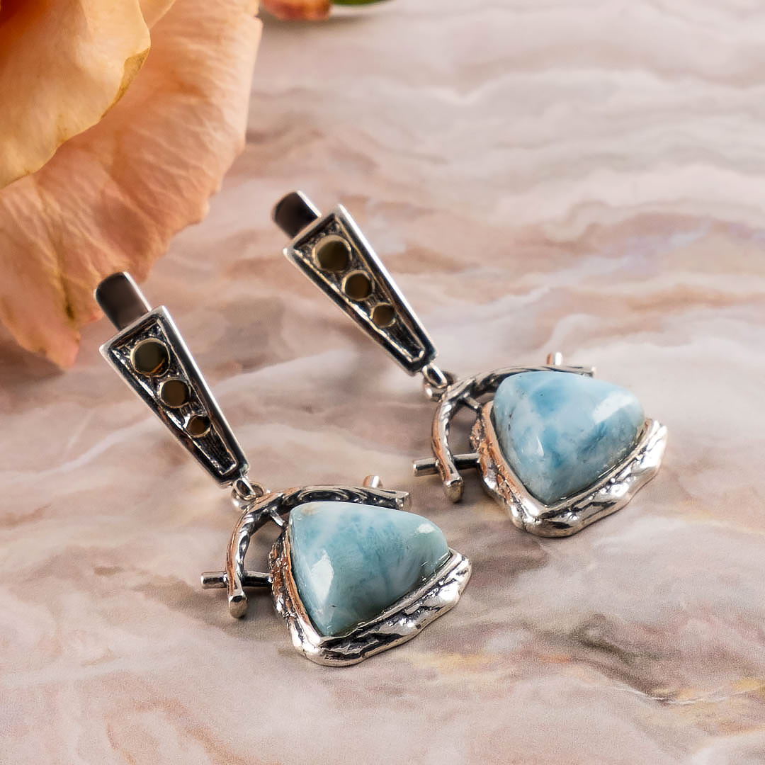 Err1268z Ларимар Серьги (Ag_925)