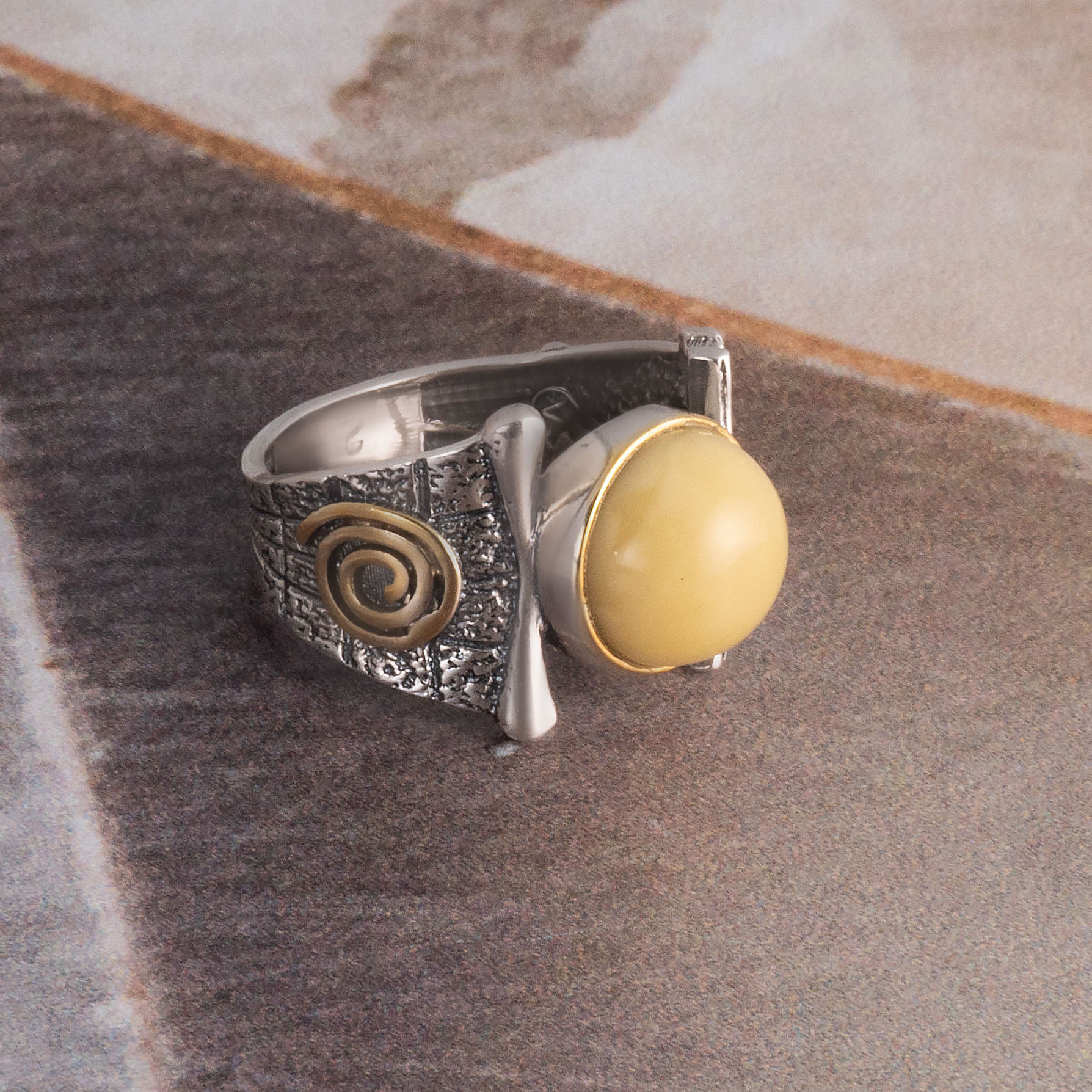 Rrr1182z св Янтарь Кольцо (Ag 925)