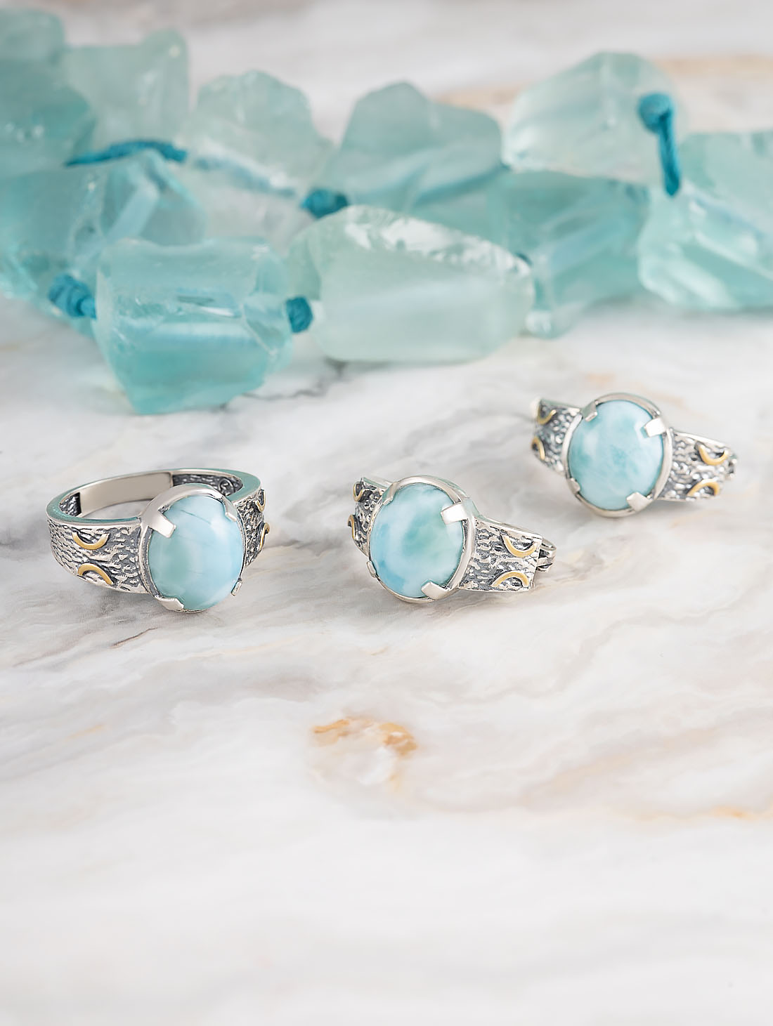 Rrr1474z Ларимар Кольцо (Ag 925)