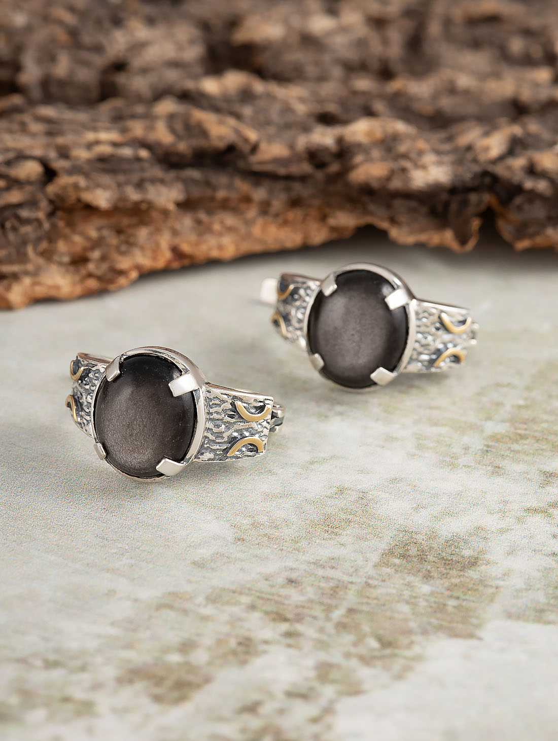 Err1474z Обсидиан Серьги (Ag 925)