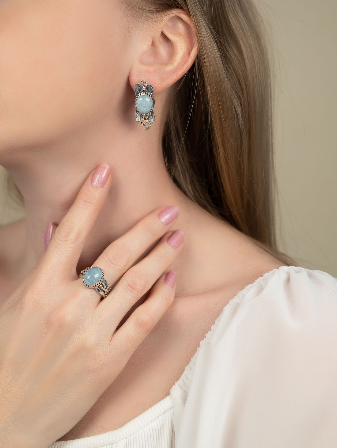 Err1497z Аквамарин Серьги (Ag 925)