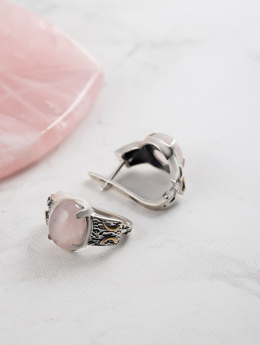 Err1474z Роз.кварц Серьги (Ag 925)