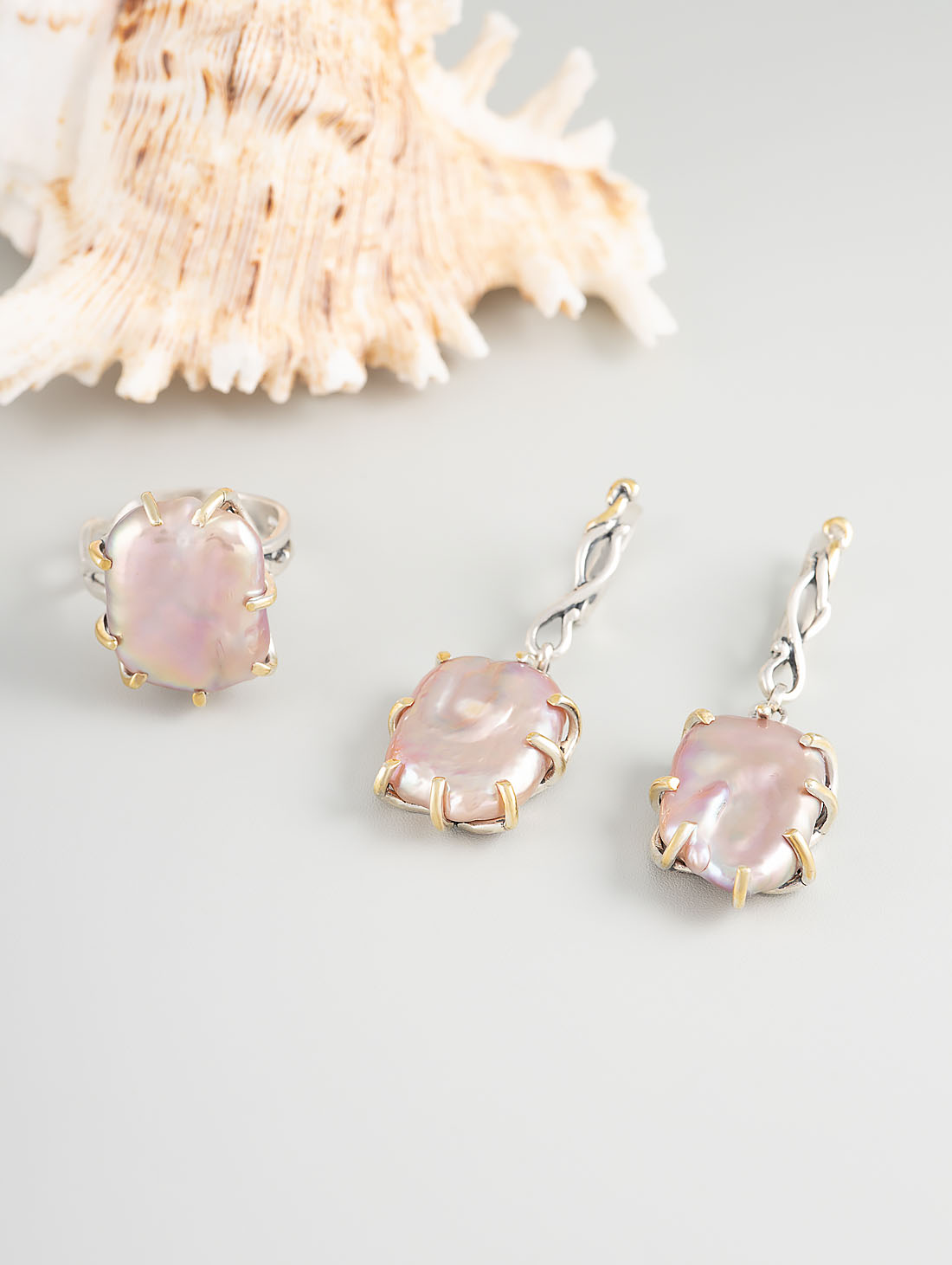 Rrr1453z Бароч.жемчуг роз Кольцо (Ag 925)