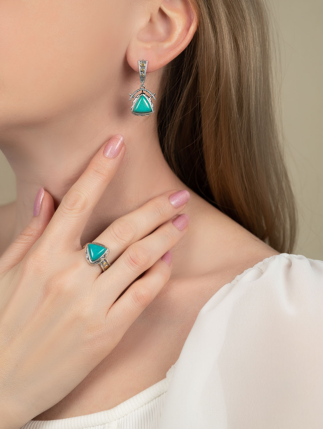 Err1268z Бирюза Серьги (Ag 925)