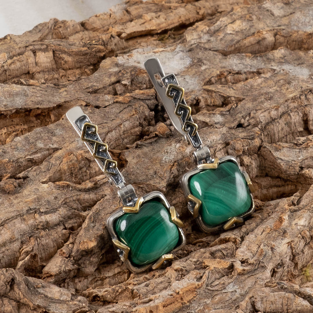 Err1286z Малахит Серьги (Ag 925)