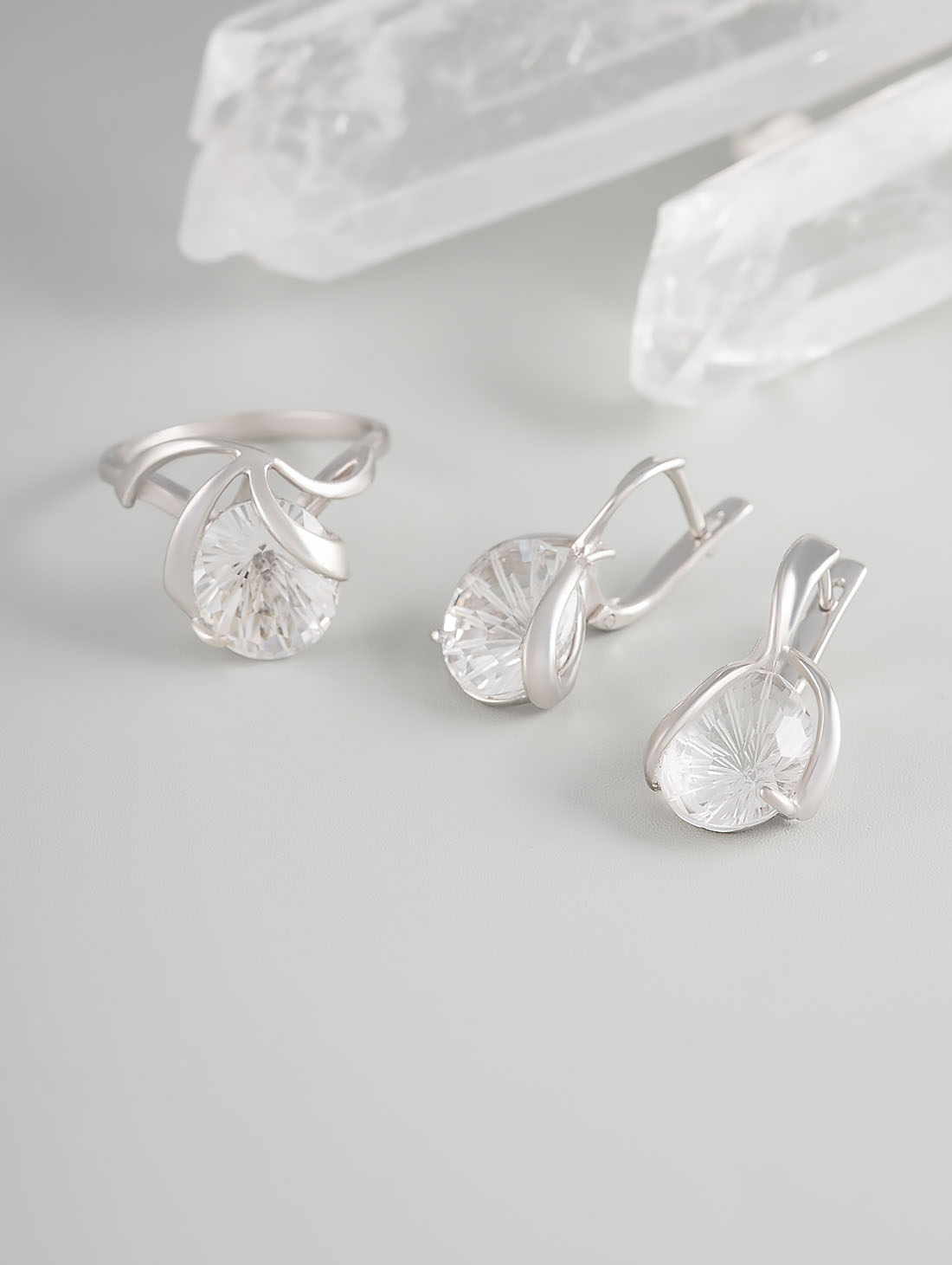 1418R Хрусталь Серьги (Ag 925)