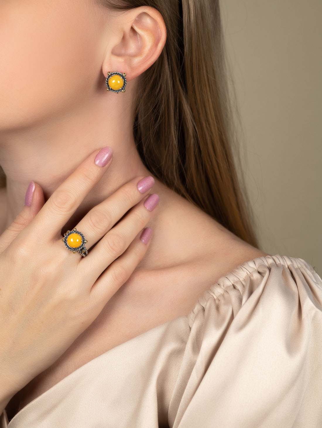 Err1480z Янтарь Серьги (Ag 925)