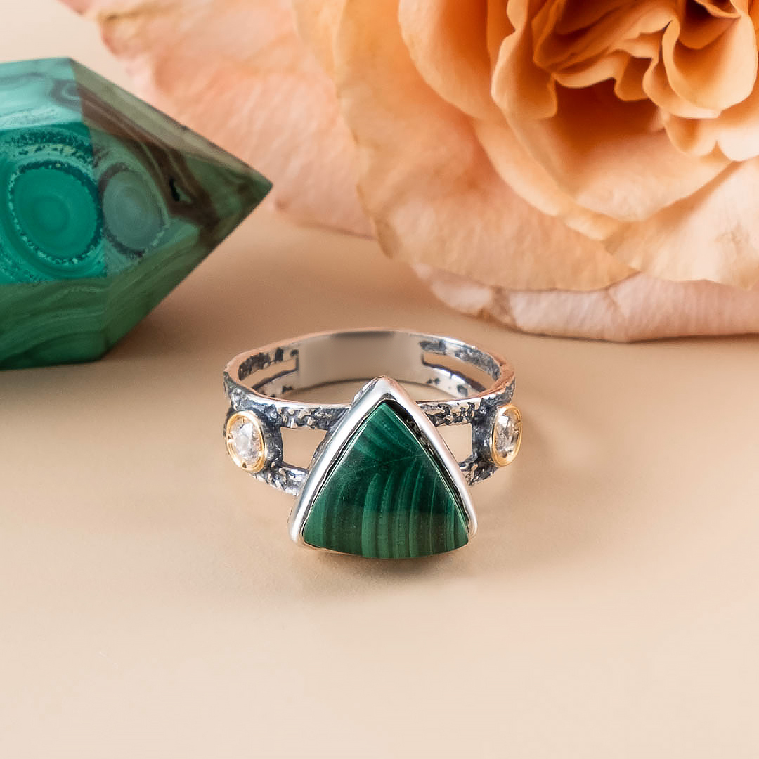 Rrr1254z Малахит Кольцо (Ag_925)