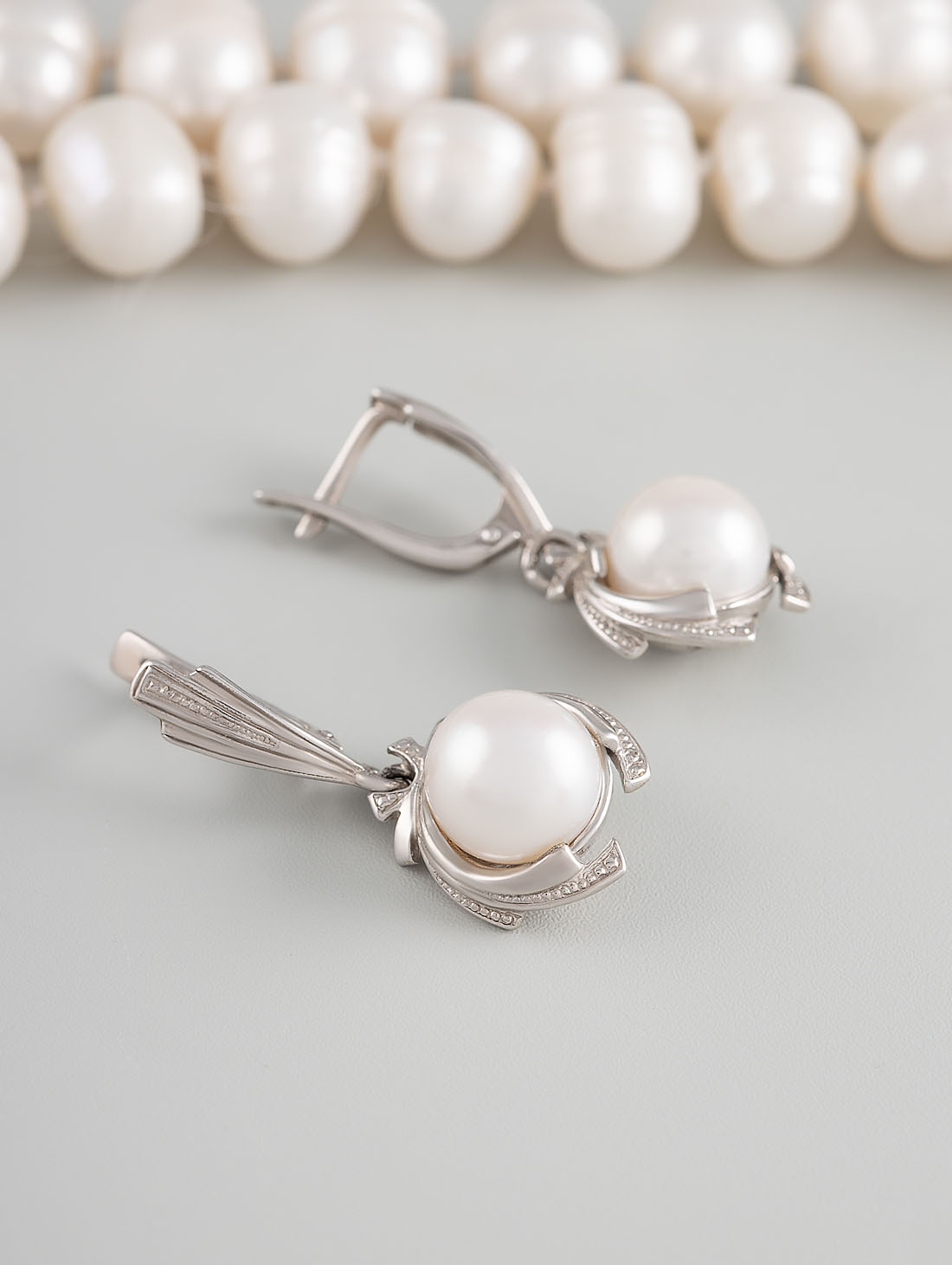 1387R Жемчуг Серьги (Ag 925)