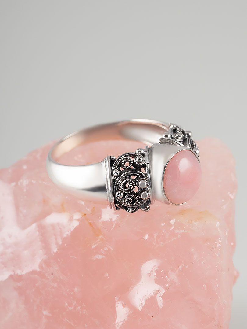 0227 Опал роз Кольцо (Ag 925)