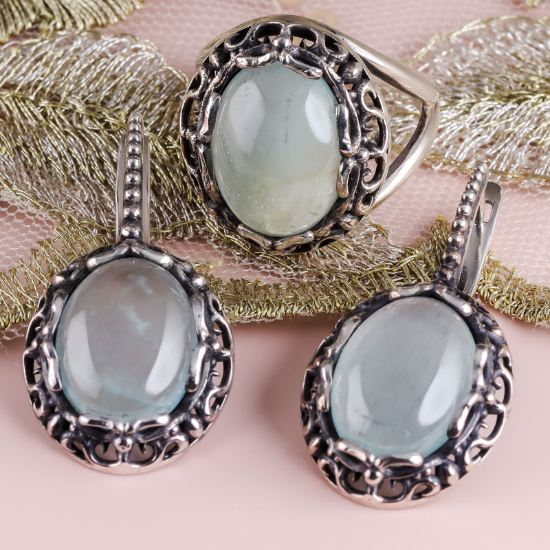 0493/аква Кольцо (Ag 925)