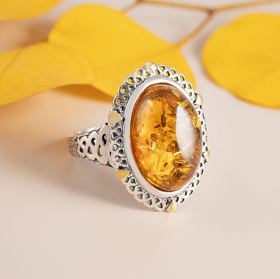 Rrr1250z Янтарь Кольцо (Ag 925)