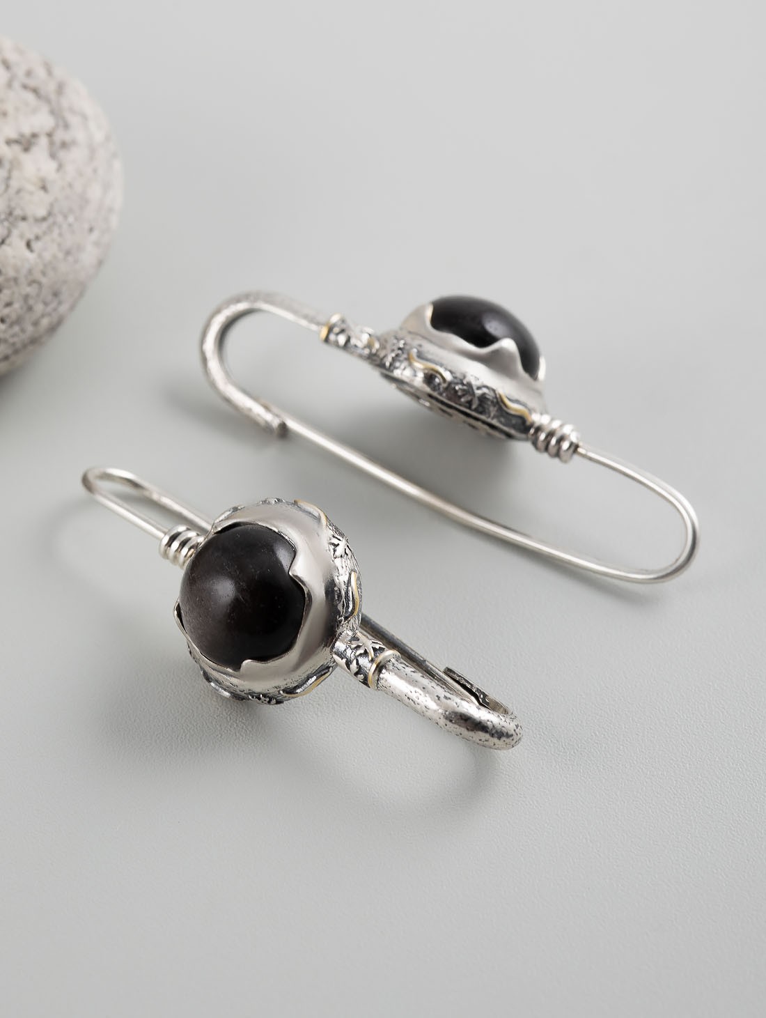 Err1346z Обсидиан Серьги (Ag 925)