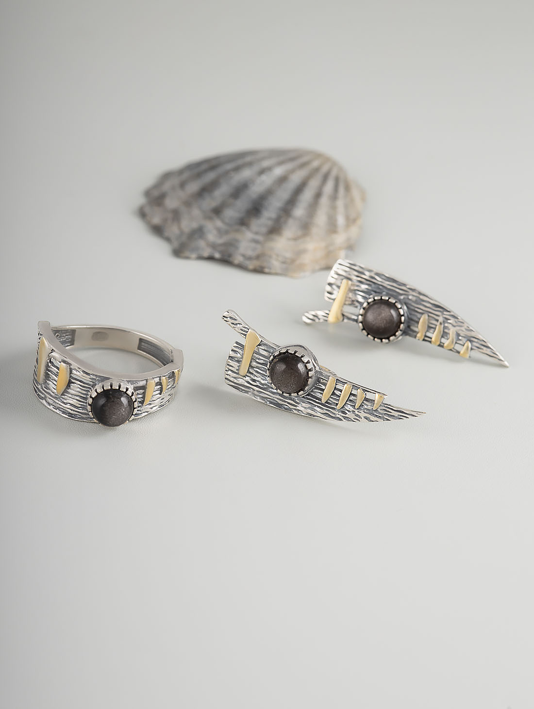 Rrr1498z Обсидиан Кольцо (Ag_925)