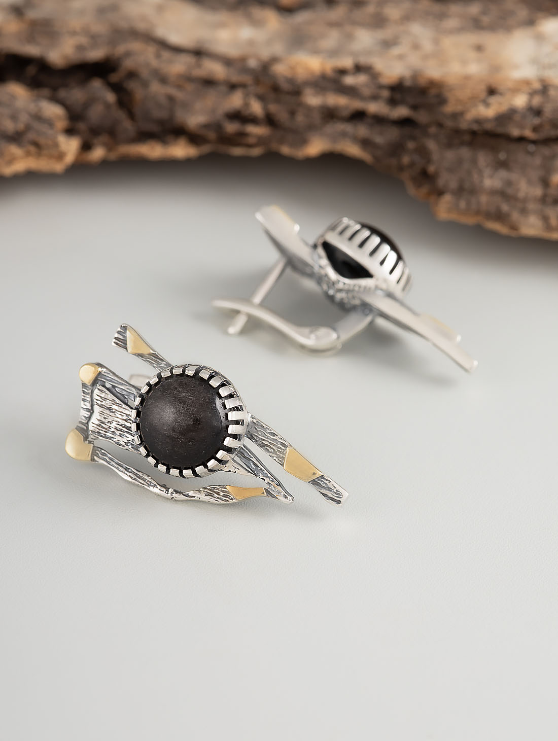 Err1504z Обсидиан Серьги (Ag 925)