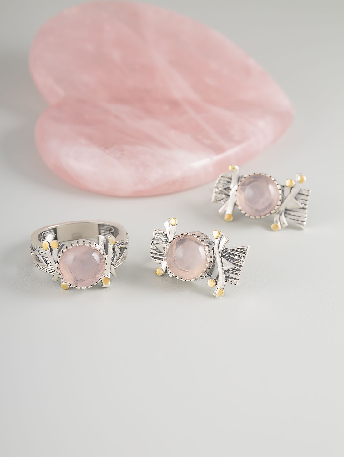 Rrr1491z Розовый кварц Кольцо (Ag_925)