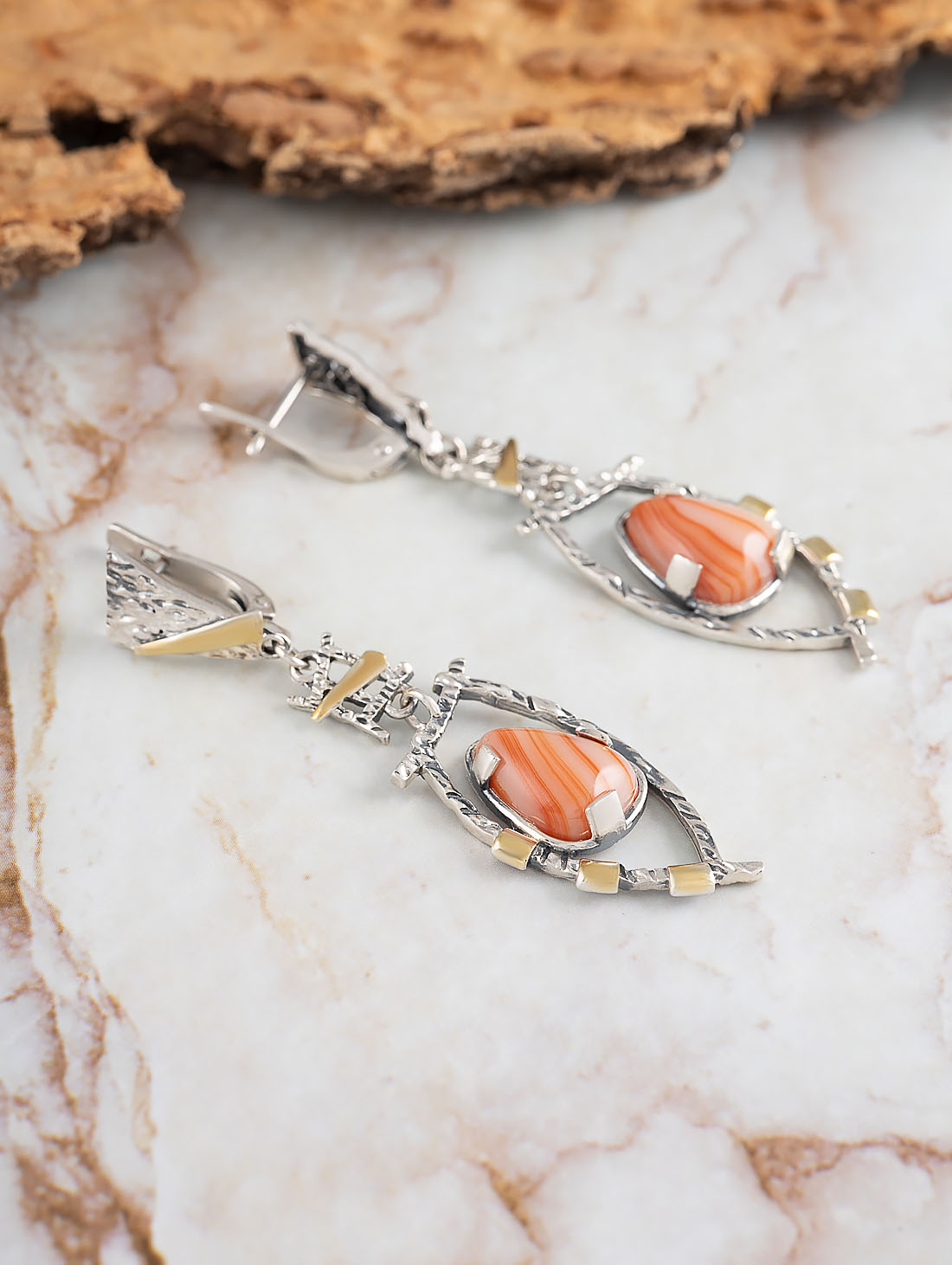 Err1462z Агат Серьги (Ag 925)