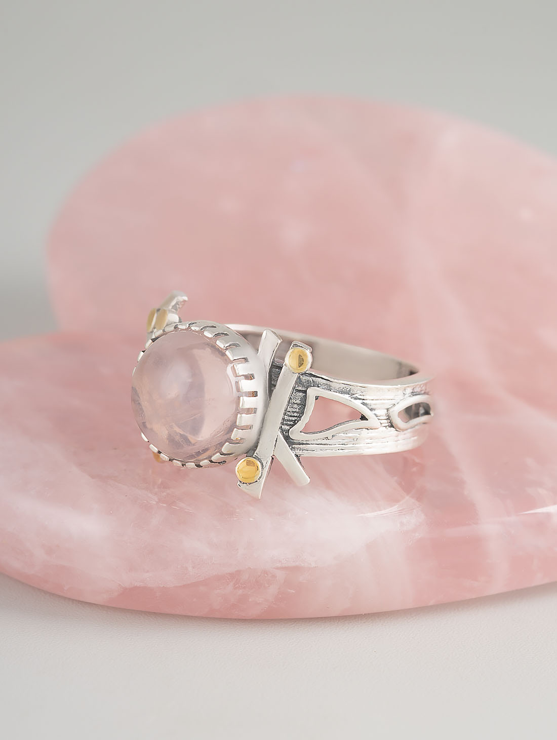 Rrr1491z Розовый кварц Кольцо (Ag_925)