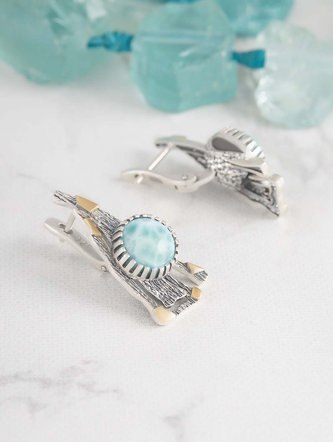 Err1504z Ларимар Серьги (Ag 925)