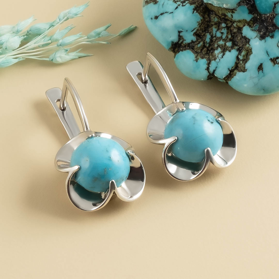 1271R Бирюза Серьги (Ag 925)