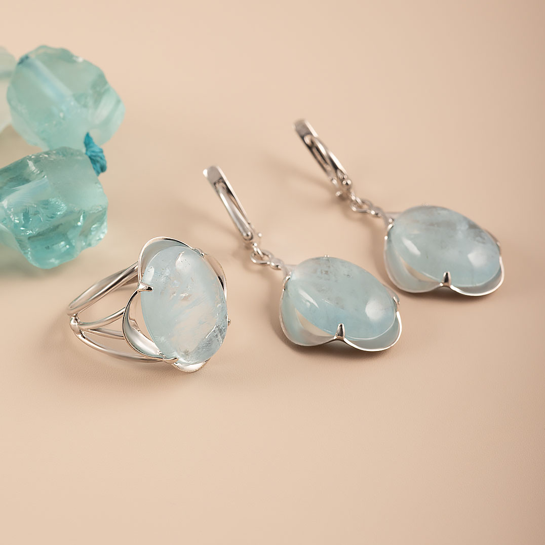 0429аква Кольцо (Ag 925)