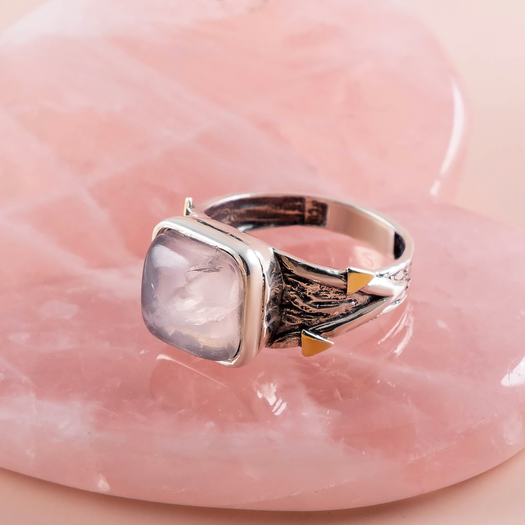 Rrr1238z Розовый кварц Кольцо (Ag 925)