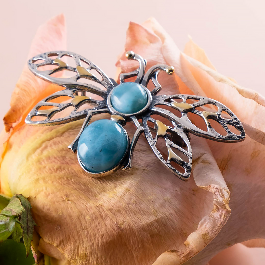 Brr1284z Ларимар Брошь (Ag 925)