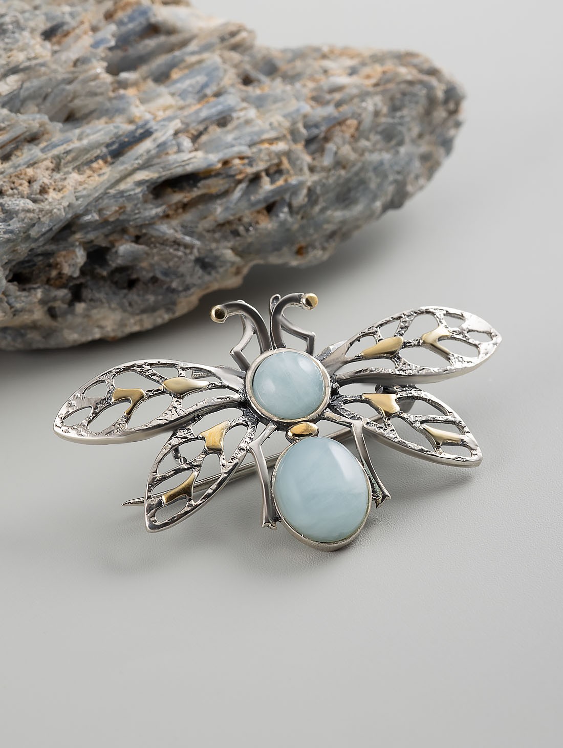 Brr1284z Аквамарин Брошь (Ag 925)