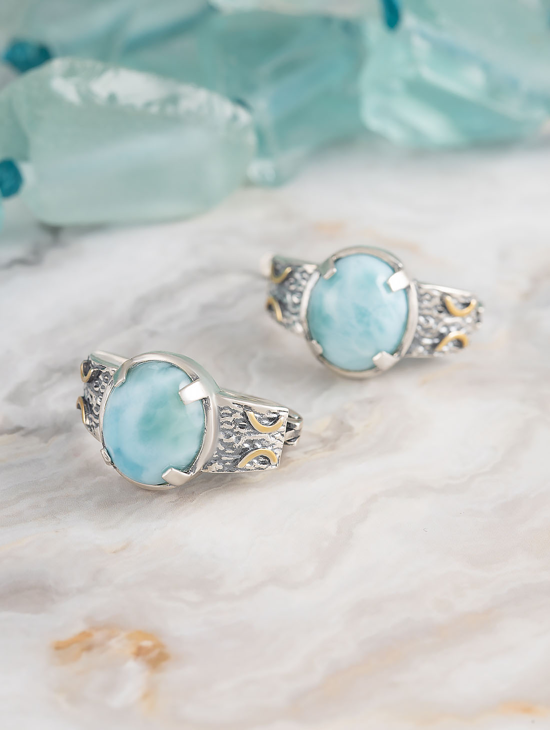 Err1474z Ларимар Серьги (Ag 925)